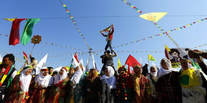 Kurdish people during a Newroz rally