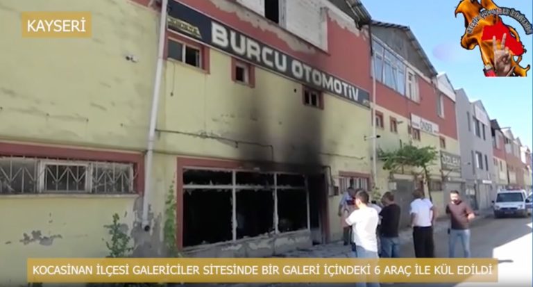 Kayseri’de faşistlere ait oto galeri ateşe verildi
